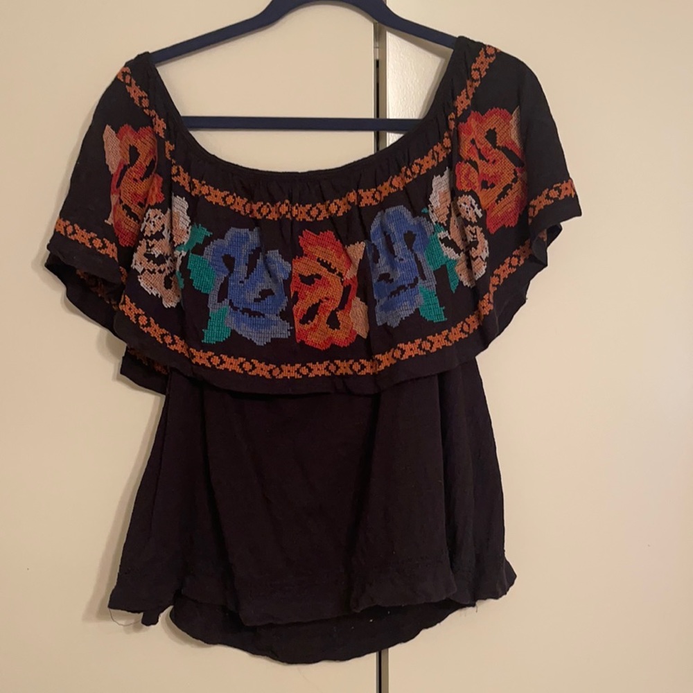 Free People Top | off the shoulder top | embroidered